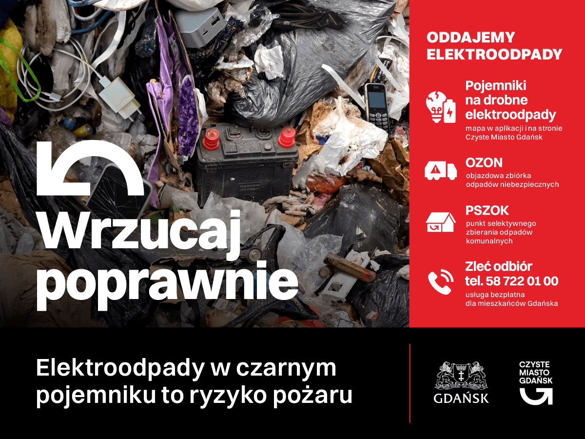 Plakat zachęcający do poprawnej segregacji elektroodpadów.